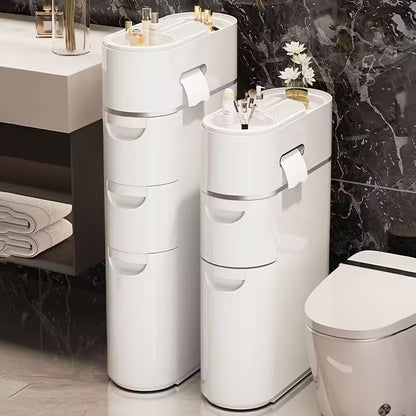 3 4 layer white seam drawing cabinet   put paper towel storage rack organizer multi functional household locker for the bathroom   room and   a   of household storage toilet paper storage containers 0