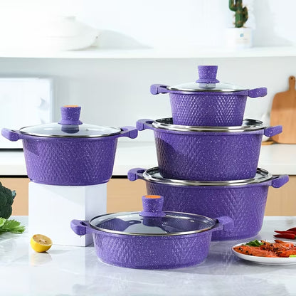 Set di Utensili da Cucina con Pentola e Padella Rivestite in Pietra Maifan