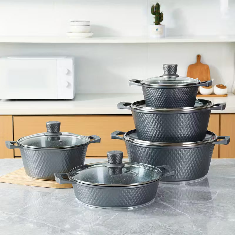 Set di Utensili da Cucina con Pentola e Padella Rivestite in Pietra Maifan