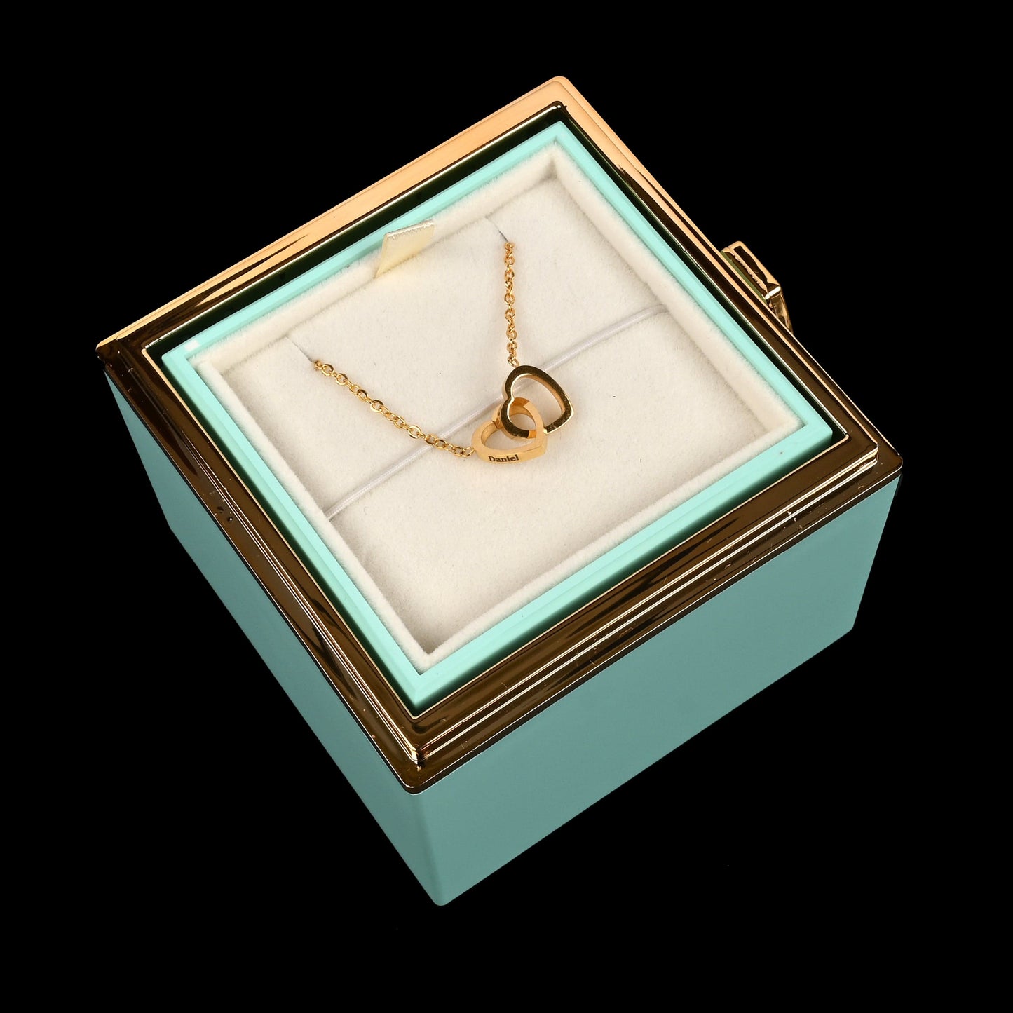 Sparkly Roses Eternal Rose Box - W/ Engraved Necklace & Real Rose